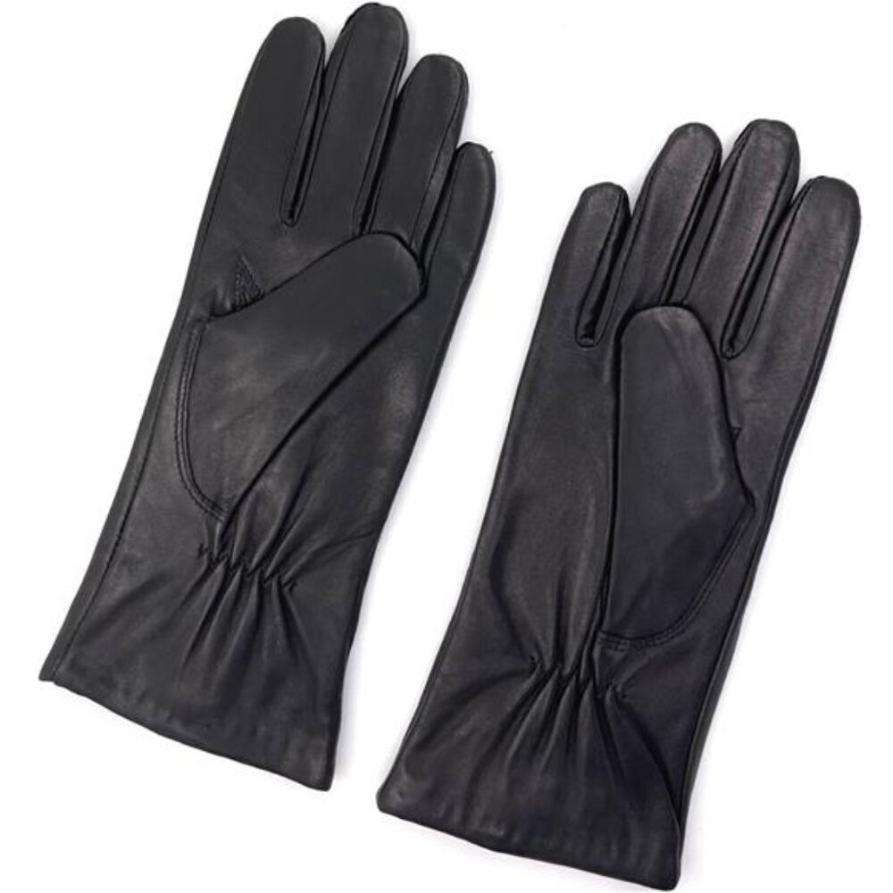 New Luxury Italian Soft Genuine Leather Gloves Cashmere Lined Black for Women